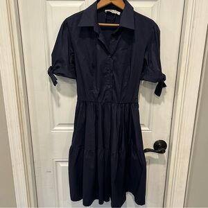 VINEYARD VINES Women’s Tie Sleeve Cotton Dress,  Color deep bay, Size Small